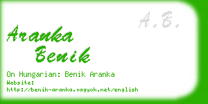 aranka benik business card